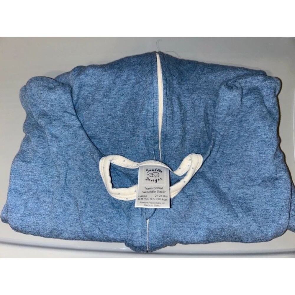 SwaddleDesigns Transitional Swaddle Sack Cotton Heathered Denim 6-9 Months